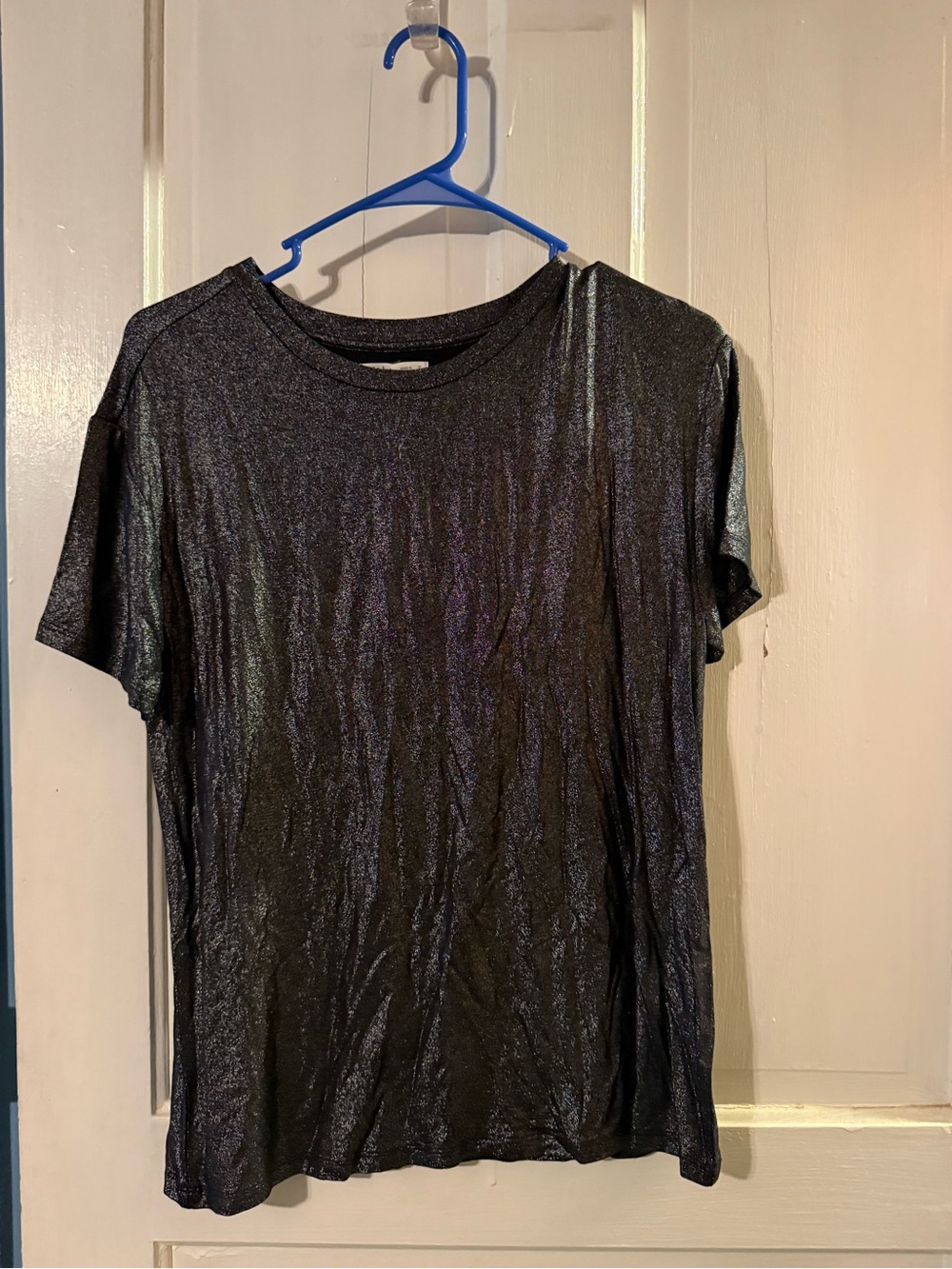 Maurices Shimmery Black Short Sleeve Top